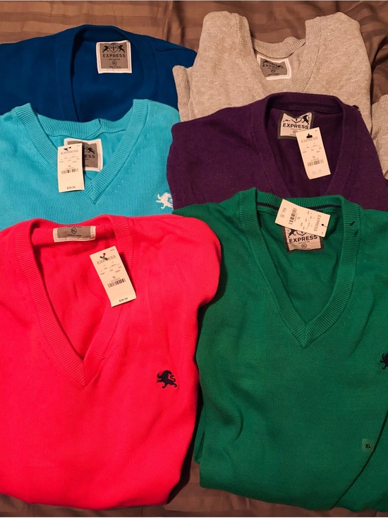 Express Other - NWT Bundle of 6 Express Men’s XL V-Neck Sweater Color Capsule